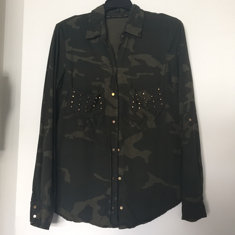 Zara Camouflage Print and Studded Shirt